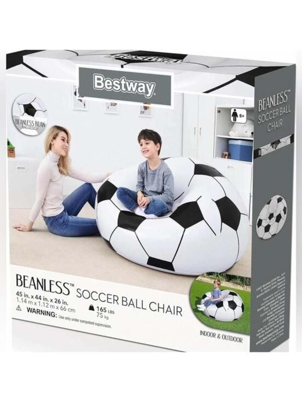 Bestway Beanless Black & White Soccer Ball Chair